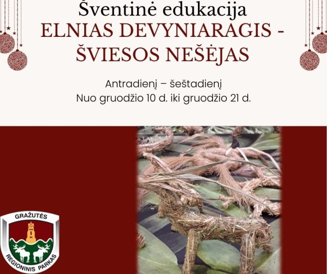 KVIEČIAME Į ŠVENTINĘ EDUKACIJĄ „ELNIAS DEVYNIARAGIS – ŠVIESOS NEŠĖJAS”