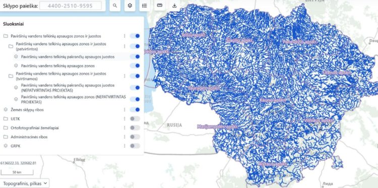 Pakrančių teritorijų apsaugos žemėlapis