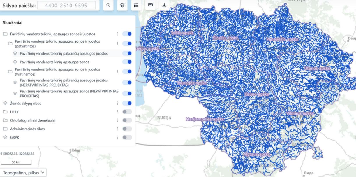 Pakrančių teritorijų apsaugos žemėlapis